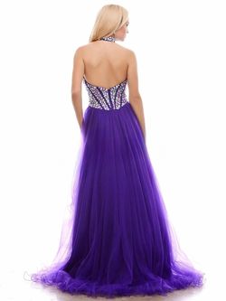 Mac Duggal Purple Size 4 High Neck Floor Length Sweetheart Corset Train Dress on Queenly