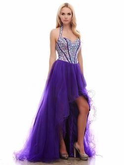 Mac Duggal Purple Size 4 High Neck Floor Length Sweetheart Corset Train Dress on Queenly