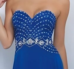 Blush Prom Blue Size 4 Military Floor Length Sweetheart A-line Dress on Queenly