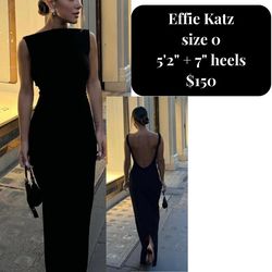 Effie Kats Black Size 0 Floor Length Jersey Straight Dress on Queenly