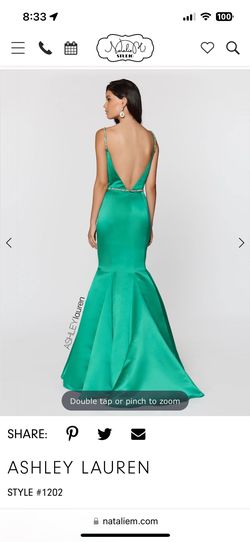 Style 1202 Ashley Lauren Green Size 6 1202 Jersey Medium Height Mermaid Dress on Queenly