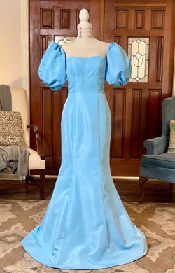 Sherri Hill Blue Size 4 Floor Length Sleeves Prom Mermaid Dress on Queenly
