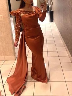 Tabja Orange Size 8 Floor Length Side slit Dress on Queenly