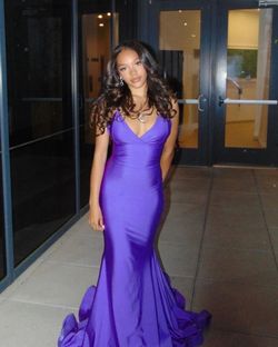 Style 338N Jessica Angel Purple Size 4 Floor Length Tall Height 338n Mermaid Dress on Queenly