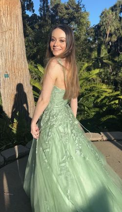 Eureka Green Size 2 Floor Length Corset Ball gown on Queenly
