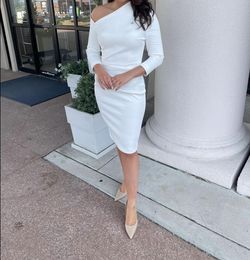 Jovani White Size 8 Long Sleeve Cocktail Dress on Queenly