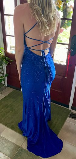Faviana Blue Size 2 Black Tie Prom Military Square Straight Dress on Queenly