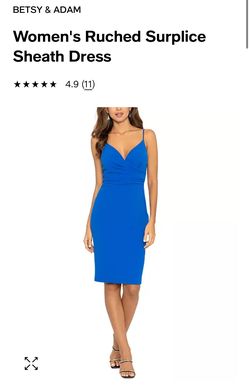 Betsy and Adam Blue Size 4 Plunge Cocktail Dress on Queenly