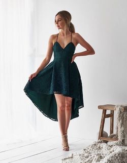 Style SINEAD_F053 Two Sisters Green Size 2 Mini Prom Fitted A-line Dress on Queenly