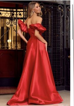 Sherri Hill Red Size 6 Sleeves Black Tie Floor Length Side slit Dress on Queenly
