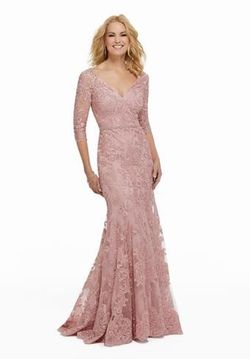 Style Aurrora Morilee Pink Size 2 Floor Length Sheer Sleeves Mermaid Dress on Queenly
