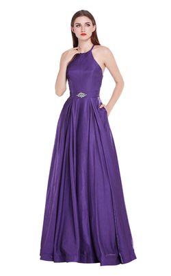 Style LAURA JADORE Purple Size 8 Jewelled Belt Floor Length A-line Dress on Queenly