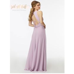 Style Jersey Morilee Pink Size 8 Tulle Side Slit Backless Jersey A-line Dress on Queenly