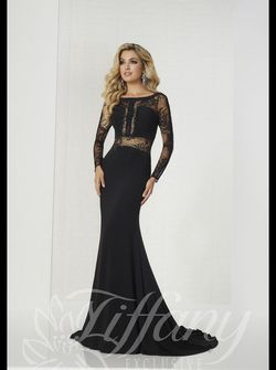 Style 46129 Tiffany Designs Black Size 2 Jersey Floor Length A-line Dress on Queenly