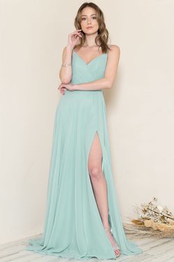 Style Winona Amelia Couture Green Size 18 Straight Tulle Spaghetti Strap A-line Dress on Queenly