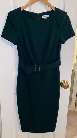 Calvin Klein Green Size 4 Sunday Jersey Cocktail Dress on Queenly