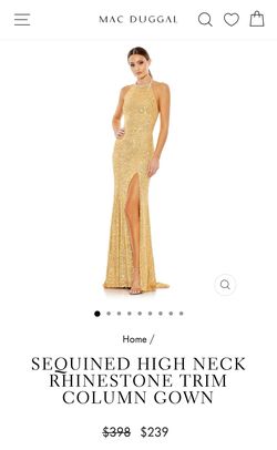 Style 26943 Mac Duggal Gold Size 10 Train Dress on Queenly
