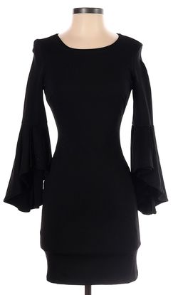 Lulus Black Size 4 Jersey Sorority Sleeves Cocktail Dress on Queenly