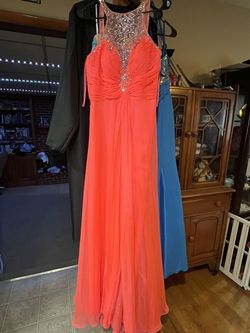 Mac Duggal Orange Size 12 Plus Size Floor Length Straight Dress on Queenly