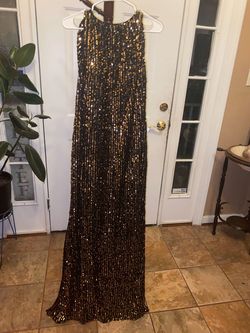 Style 9187761213 Mac Duggal Gold Size 14 Train Gala Free Shipping Mermaid Dress on Queenly