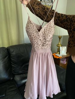 Promgirl Gold Size 12 Plunge Gala Ball gown on Queenly