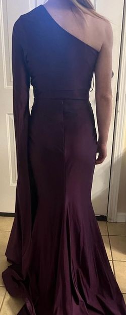 Jessica Angel Purple Size 4 One Shoulder Black Tie Jersey Straight Dress on Queenly