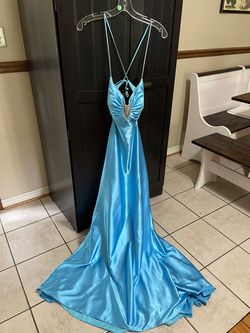 Tony Bowls Blue Size 8 Plunge Straight Dress on Queenly