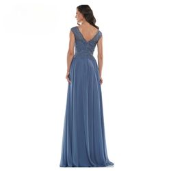 Style JADE_SLATEBLUE Colors Blue Size 18 V Neck Floor Length Straight Dress on Queenly