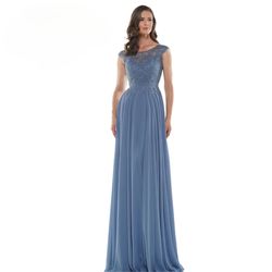 Style JADE_SLATEBLUE Colors Blue Size 18 Floor Length V Neck Tall Height Straight Dress on Queenly