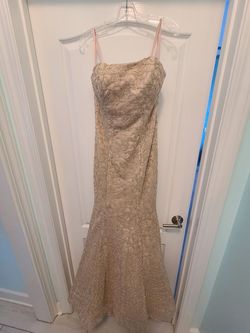 La Femme Gold Size 8 Floor Length Military Mermaid Dress on Queenly
