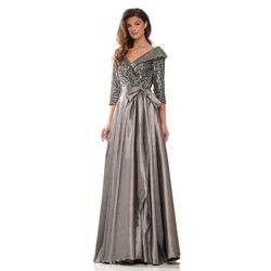Style Ellery Colors Silver Size 12 Floor Length Shiny Ellery A-line Dress on Queenly