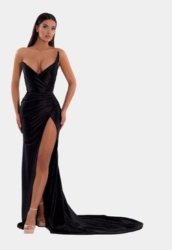 Albina Dyla Black Size 0 Floor Length Jersey Mermaid Dress on Queenly