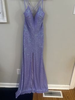 Blondie Nites Purple Size 4 Pageant Jersey Medium Height Short Height Side slit Dress on Queenly