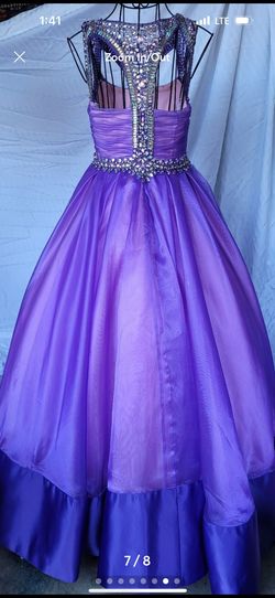 Rachel Allan Purple Size 8 Quinceanera High Neck Floor Length Girls Size Ball gown on Queenly