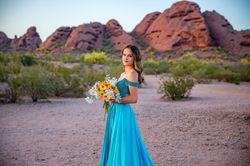 Style Couture Sherri Hill Blue Size 6 Teal Jewelled Train 50 Off Couture A-line Dress on Queenly