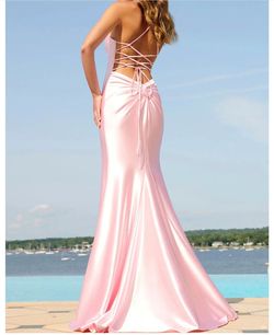 Style ES10890 Faviana Pink Size 0 Jersey Wedding Guest Swoop Military Mermaid Dress on Queenly