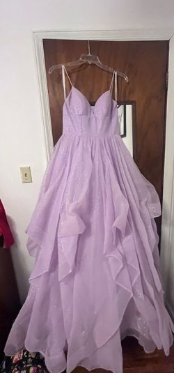 Style 42507 Sherri Hill Light Purple Size 4 Jersey Corset Plunge Ball gown on Queenly