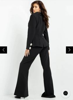 Style 02637 Jovani Black Size 6 Jewelled Blazer Two Piece Jumpsuit Dress on Queenly