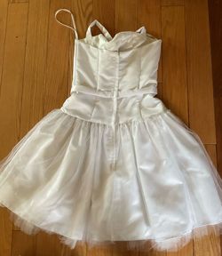 Jessica McClintock White Size 4 Engagement Jersey 50 Off High Neck Bridal Shower Cocktail Dress on Queenly