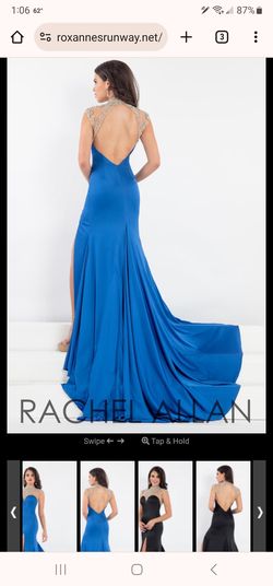Rachel Allan Blue Size 6 Halter High Neck A-line Dress on Queenly