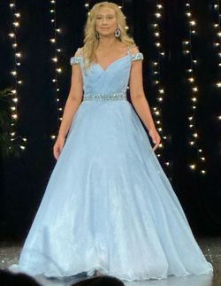 Ashley Lauren Blue Size 4 Floor Length Pageant Sweetheart Train Dress on Queenly