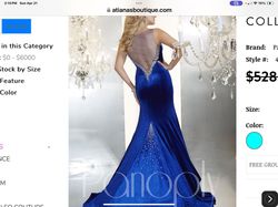 Panoply Blue Size 4 Jewelled Never Worn Floor Length Side slit Dress on Queenly
