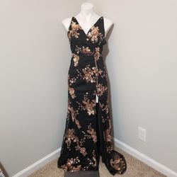Simplee Multicolor Size 10 Jersey Rose Gold Straight Spaghetti Strap Side slit Dress on Queenly