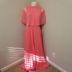 Style 70s Vintage Susan Wayne Pink Size 6 Bridesmaid Military Cape A-line Dress on Queenly