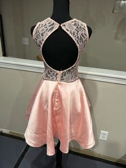 Dancing Queen Pink Size 8 High Neck Lace Sorority Formal Cocktail Dress on Queenly
