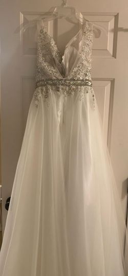 Rachel Allan White Size 4 Swoop Jersey Cotillion Ball gown on Queenly