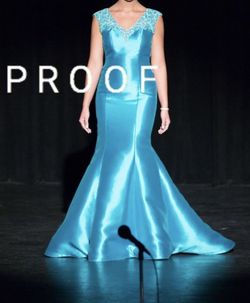 Style 16079 Tiffany Designs Blue Size 8 50 Off Pageant Medium Height Mermaid Dress on Queenly