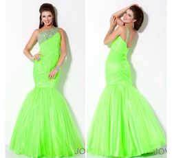 Jovani Green Size 4 One Shoulder 50 Off Floor Length Mermaid Dress on Queenly