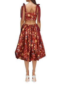 Style 1-1019899131-154 Ulla Johnson Red Size 10 Floral Burgundy Shiny Cocktail Dress on Queenly