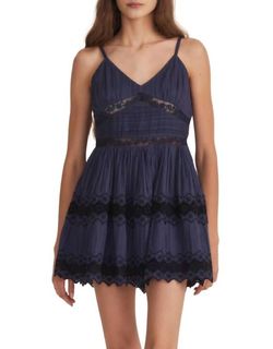 Style 1-1031132240-649 LoveShackFancy Blue Size 2 Vintage Embroidery Mini Cocktail Dress on Queenly